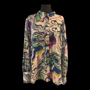 Multicolor Abstract Women's Blouse Size XXL